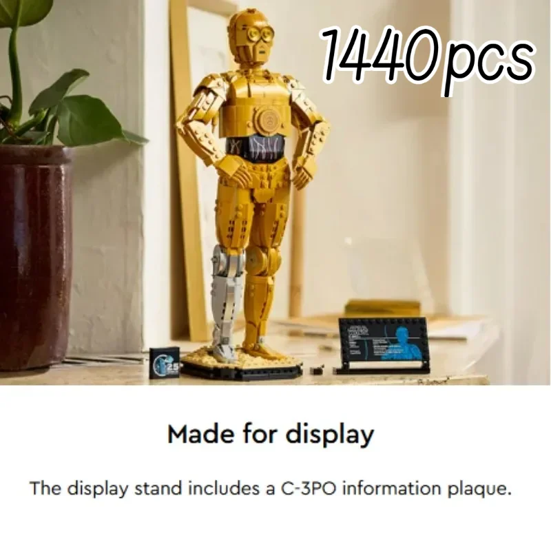 

MINISO Disney 75398 Space C-3PO Droid Figure Centrepiece Home Decor Brick-built Model Assemble Figurine Nostalgic Gift for Adult