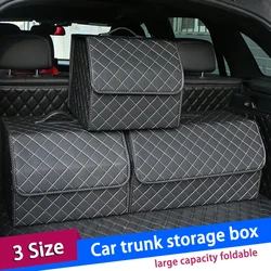 Car Trunk Organizer Box Black Large Capacity Auto Multifunction Storage Bag PU Leather Folding For Emergency Storage Box