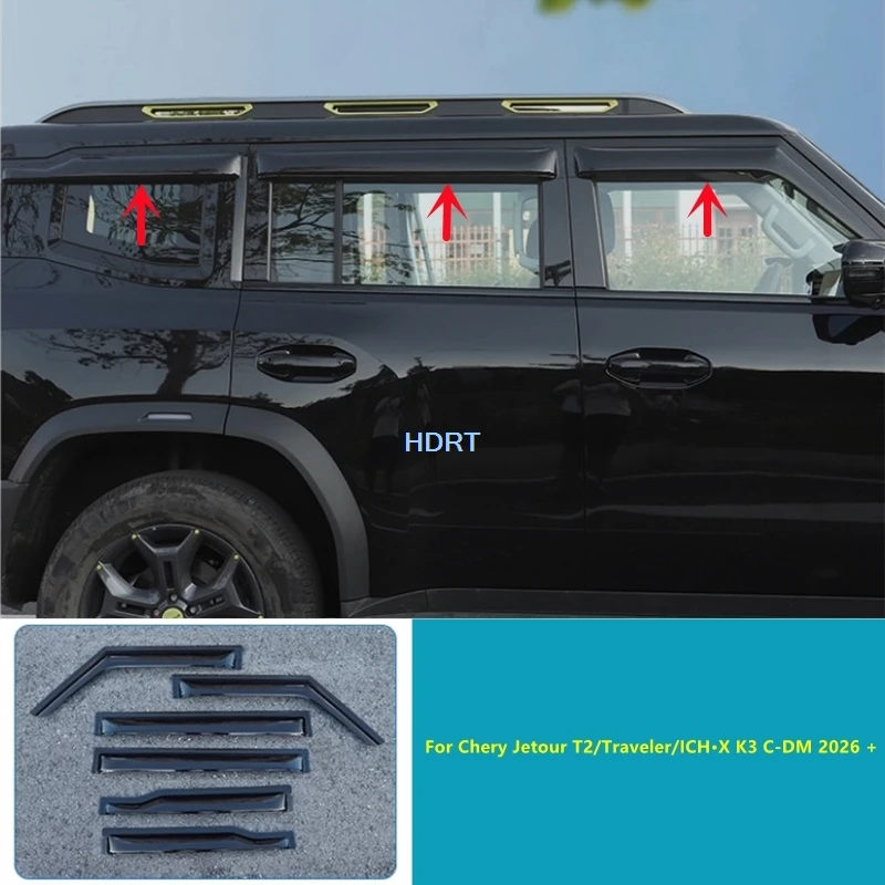 

For Chery Jetour T2/Traveler/ICH·X K3 C-DM 2026 + Car Weather Shield Shelter Window Deflector Rear View Mirror Sun Rain Visor