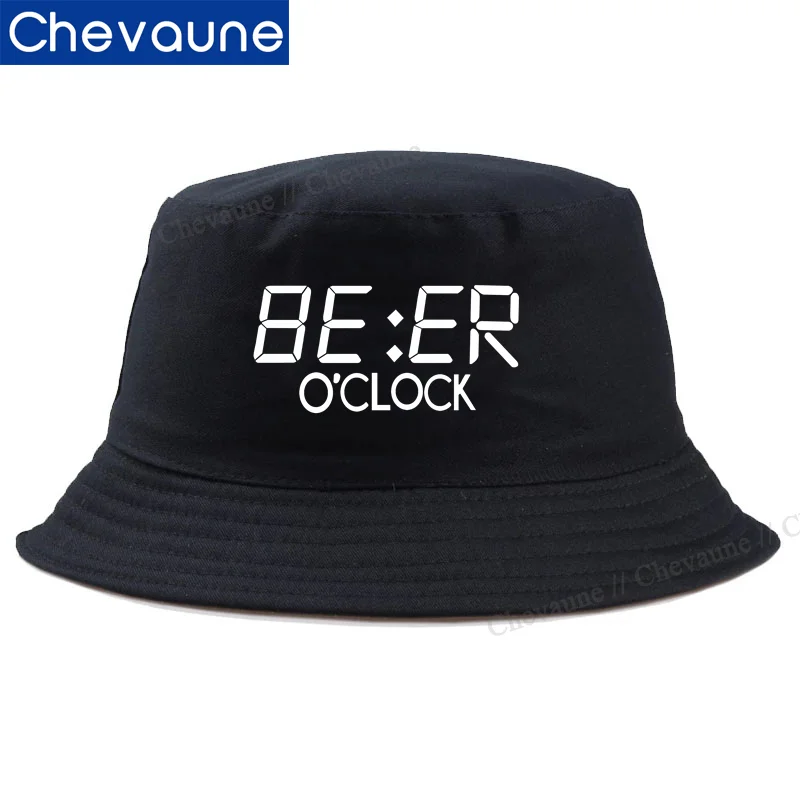 Beer Oclock Print Bucket Hat High Quality  Women Men Beach Sun Summer Camping Fishing Cap Outdoor Men alcohol lovers Gifts