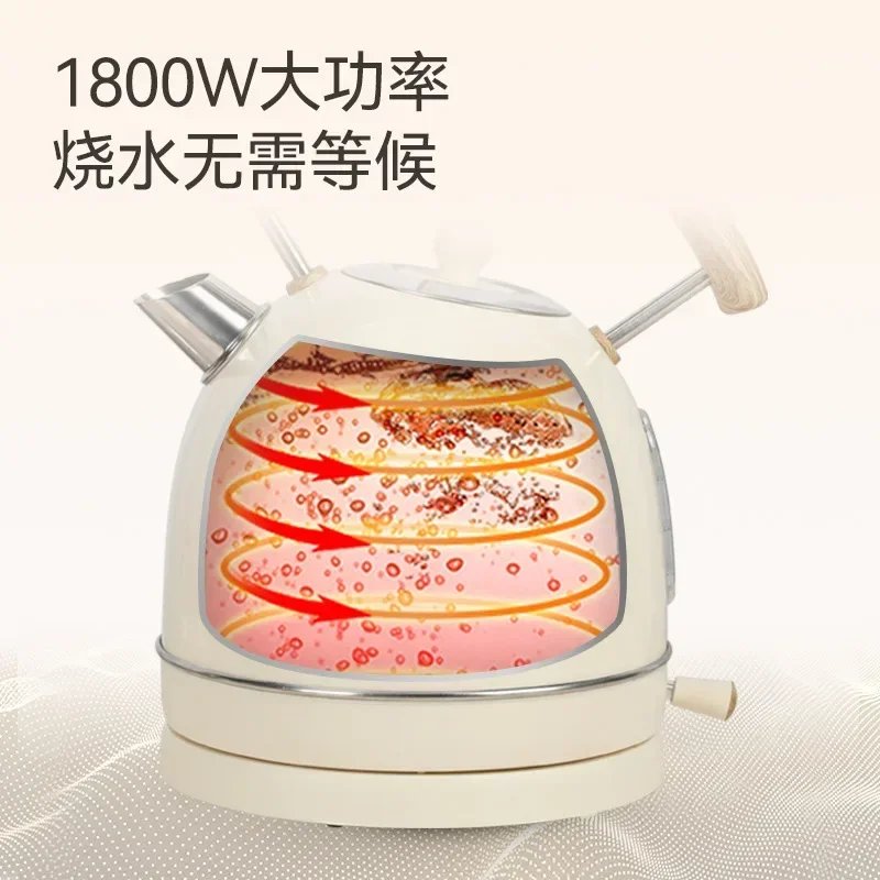 Milky White Retro Domestic Anti-Scald Electric Kettle 304 Stainless Steel Automatic Power off Large Capacity Kettle 220V 15000W