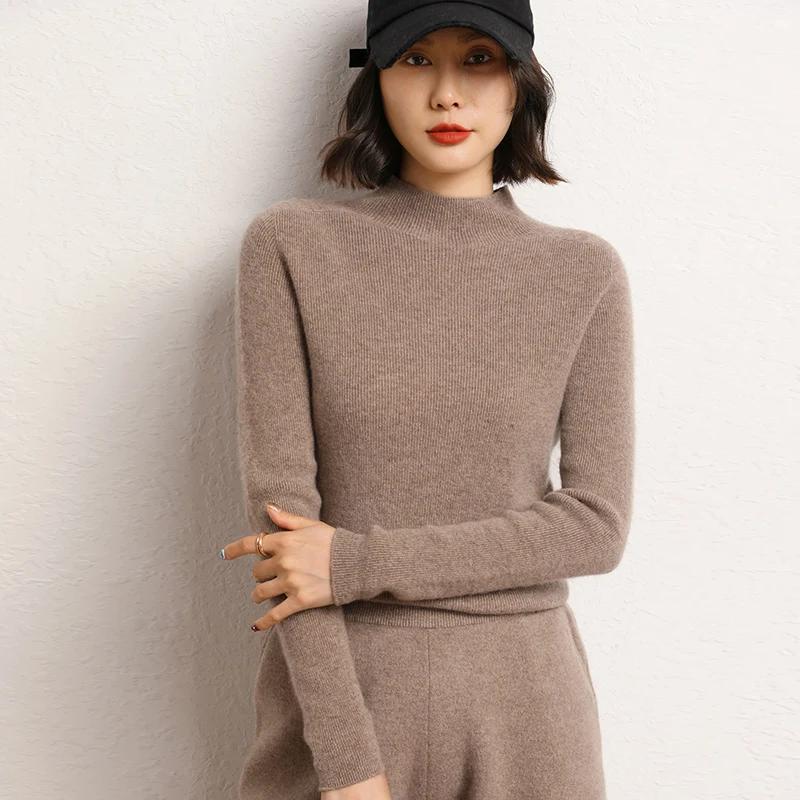 Soft Sweaters 100% Cashmere Knitted Pullovers O-Neck Sweaters Women High Quality Ladies Jumpers Slim Fit Base Clothes SWS02