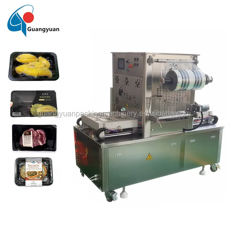 Guangyuan MAP Vacuum Disposable Tray Sealer Plastic Box Container Sealing Machine Body-fit Skin Vacuum Bowl Cup Packing Machine