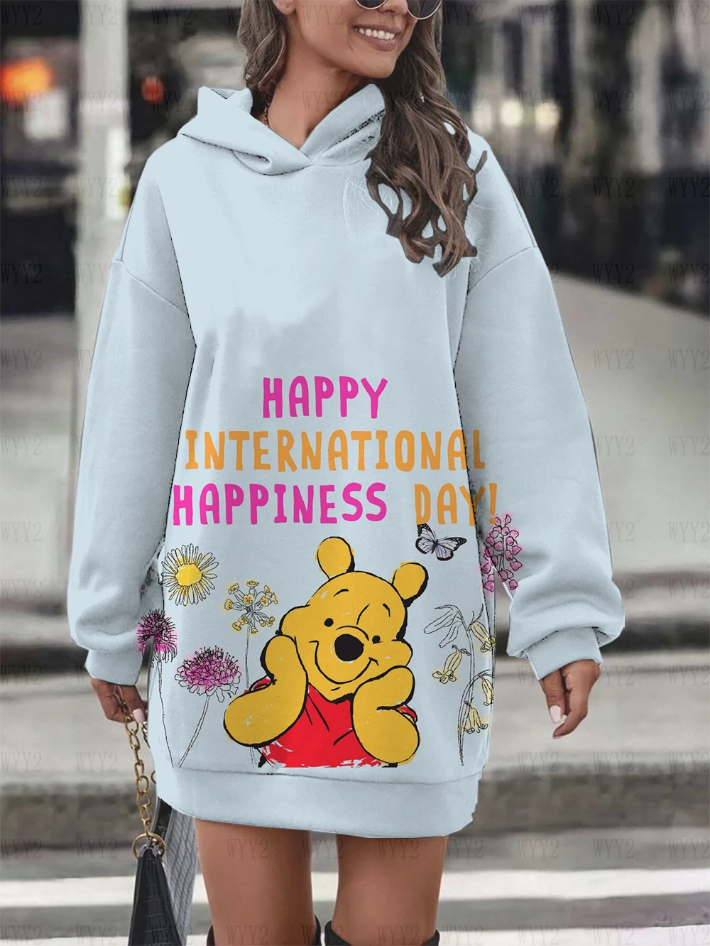 New Ladies Hoodie Dress Fashion Sweatshirt Sweatshirt Dress Print Disney Winnie the Pooh Women Hoodie Sweatshirt Dress