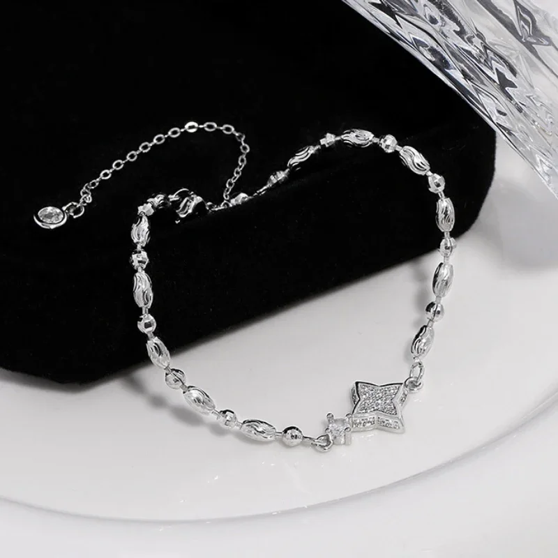 New in inlay diamonds double-sided four-pointed star bracelets for women Classic and exquisite charm fresh bracelet jewelry gift