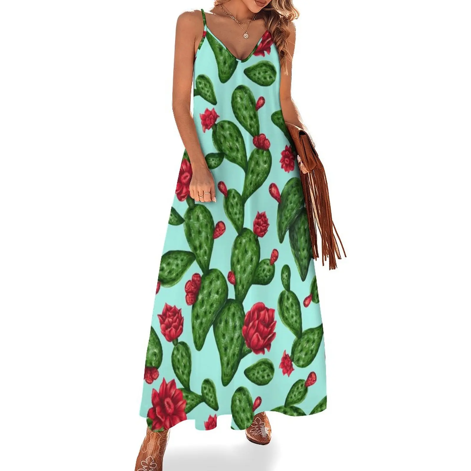 

Nice cactus pattern Sleeveless Long Dress Women's dresses elegant evening dresses for women 2025 elegant women's sets Dress