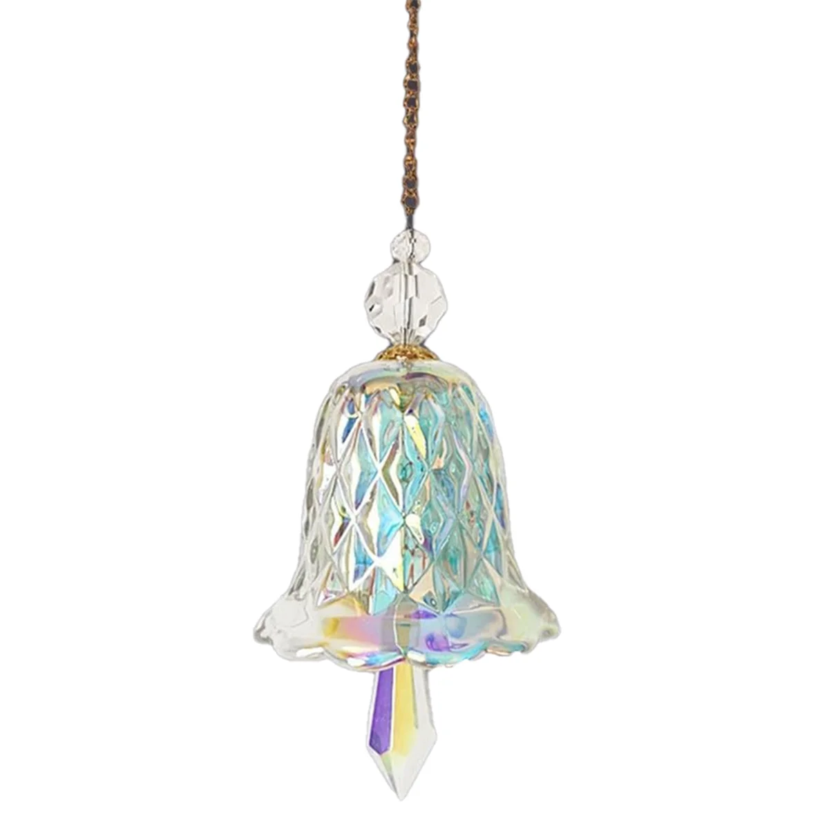 Colored Crystal Bell Ornaments Suncatchers Rainbow Maker, Set of 2 Glass Wind Chimes Pendants Home