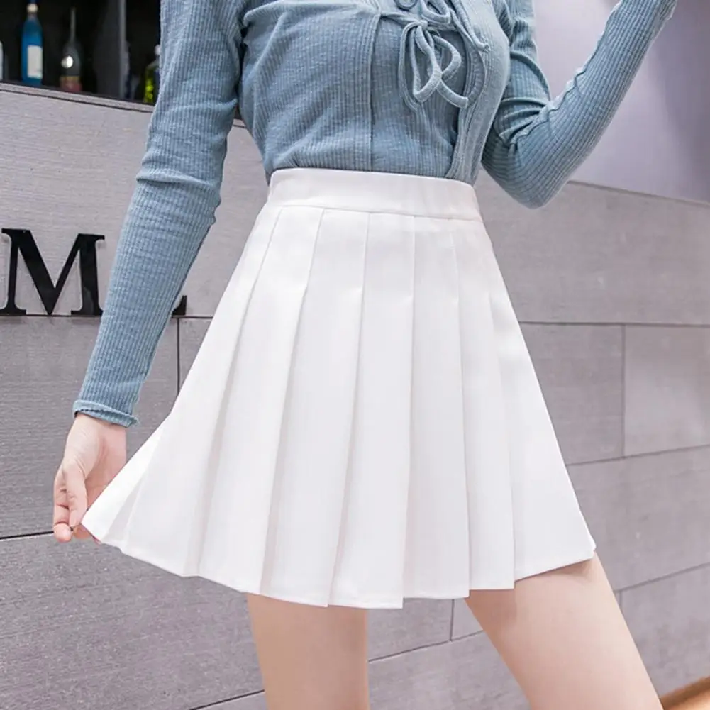 

Versatile Women Skirt Versatile Women's A-line Skirt Elastic High Waist Solid Color Mini Skirt with Shorts Lining Stylish