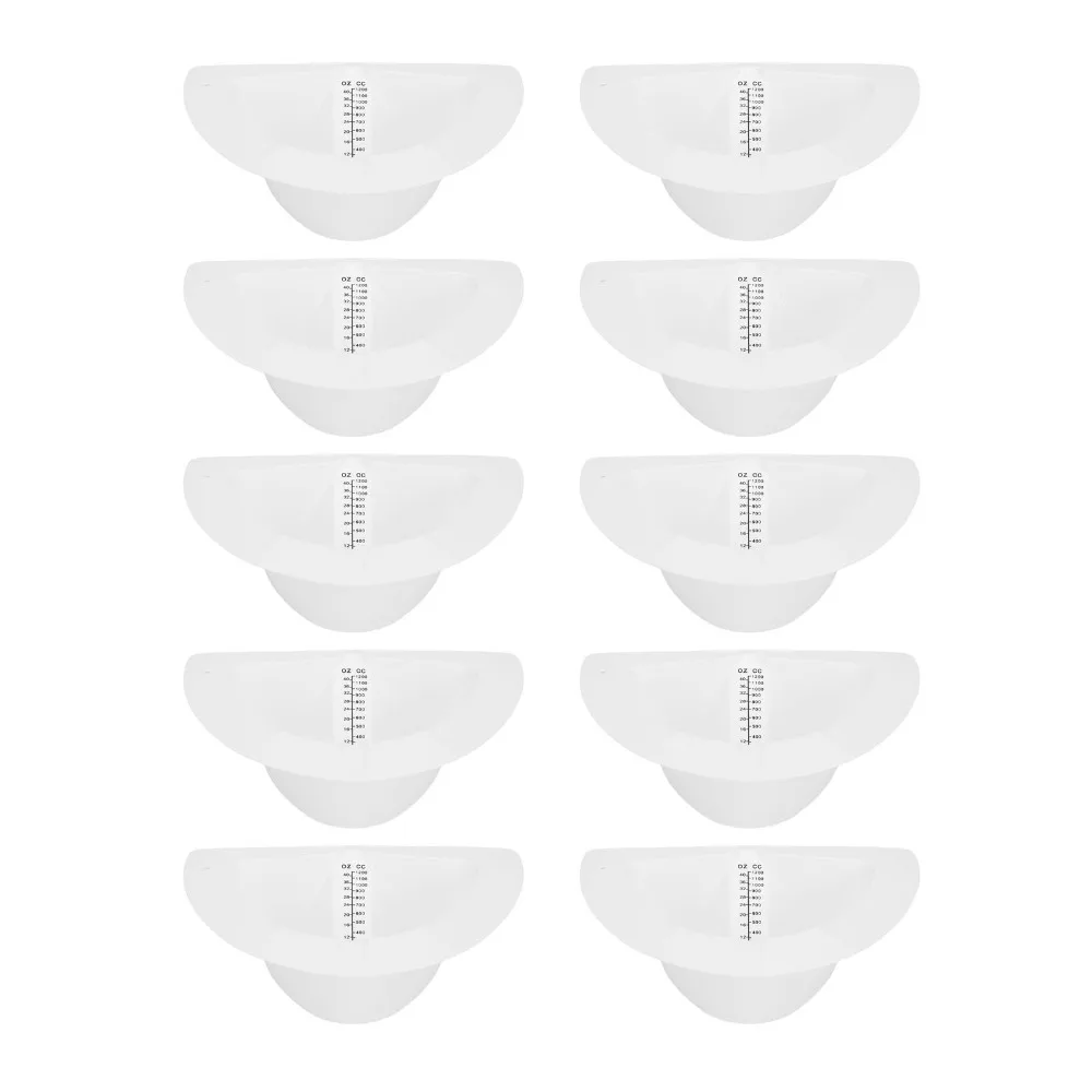 10Pcs Plastic Graduated Female Specimen Bedpan White 1200ml Scale Mark Urine Feces Sample Collector