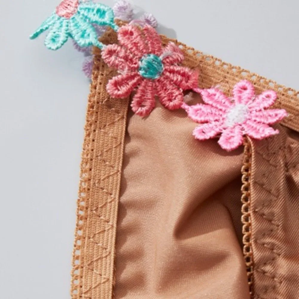 Einfache, niedrig geschnittene Satin-Seiden-Slips, Unterhosen mit Baumwoll-Zwickel, Blumenmuster, atmungsaktive Damenunterwäsche – Detail 7