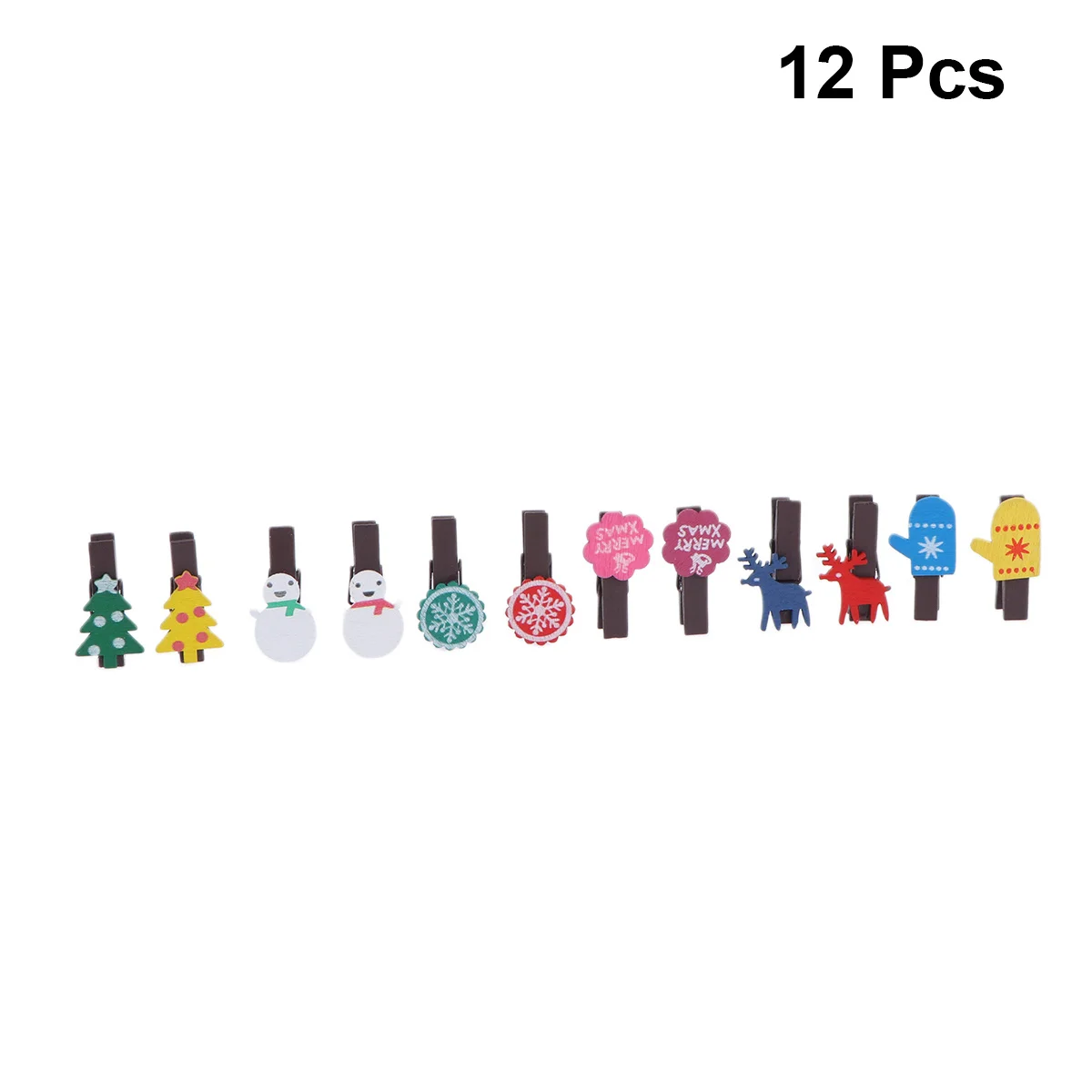 

12pcs Mini Wooden Clothespins For Photo Paper Clips Christmas Decoration Craft Display Hanging Artwork Message Board Natural