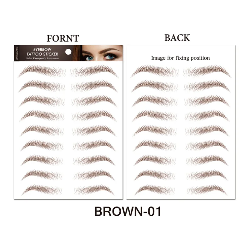 6D Eyebrow Tattoo Stickers Waterproof Makeup Long Lasting Hair-Like Natural Fake Eyebrow Stickers for Brow Cosmetics Shaping