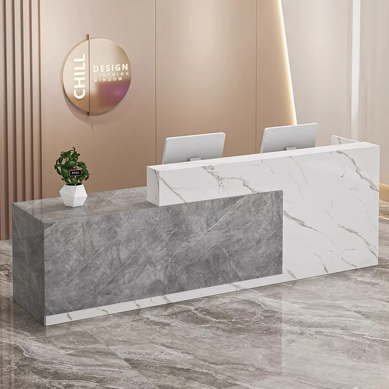 

Nordic Style Reception Desk Luxury Rustic Design Modern Bar Counter Vintage Center Escritorio De Recepcion Commercial Furniture