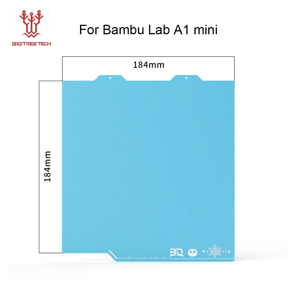 BIQU Panda Build Plate CryoGrip Pro Coating Geen Verstopping Verzinkstaal Dubbelzijdig voor BambuLab X2D Voron Kobra Ender K1 3D Printer
