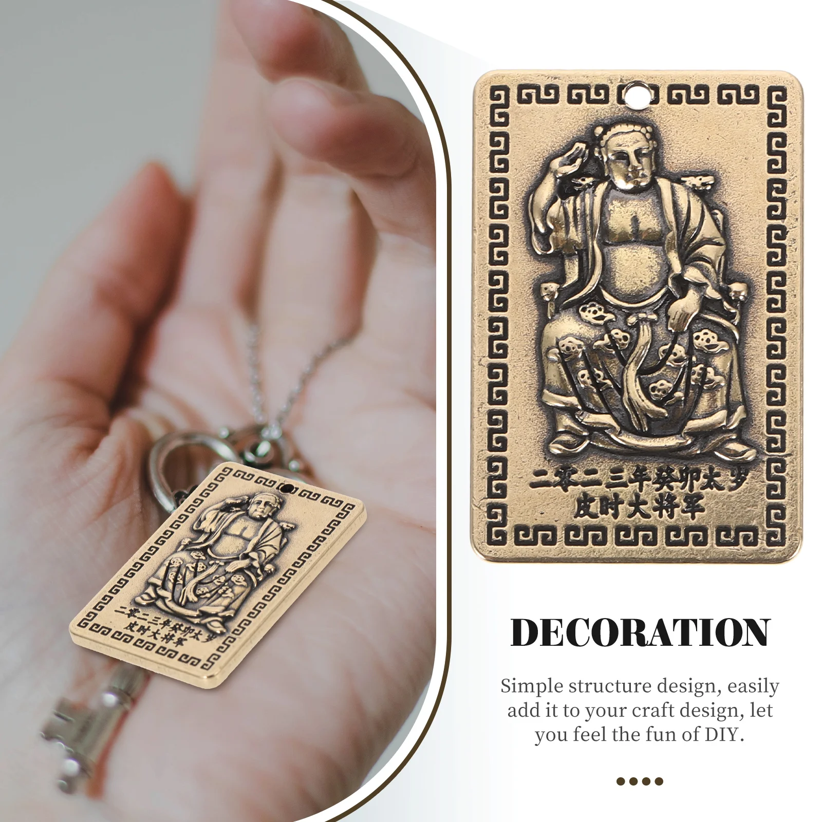 

3pcs Brass Tai Sui Keychain Charms Ring Decor Pendant Ornament Token Keychain DIY Accessory Fengshui Pendant