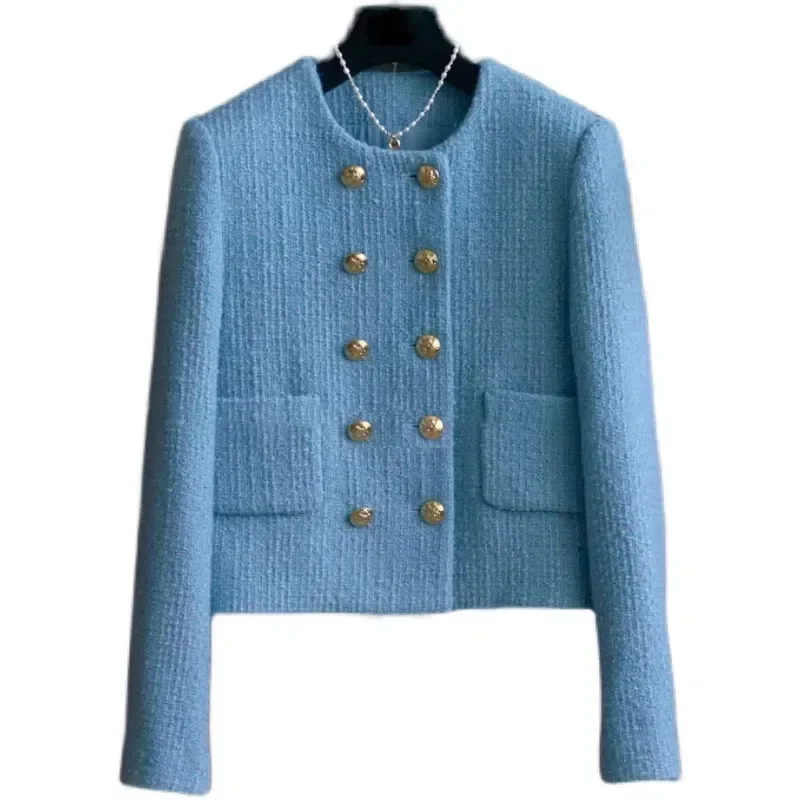 New 2024 Spring and Autumn Overcoat New Temperament Woolen Women's Coat Famous Lady Senior Sense of Design Fashion Ladies Jacket