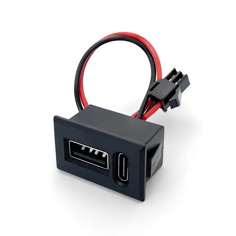 【New】USB Female Base Type-C Double-Layer Socket Lamp Charging Socket Power Phone Socket With Cable Connector