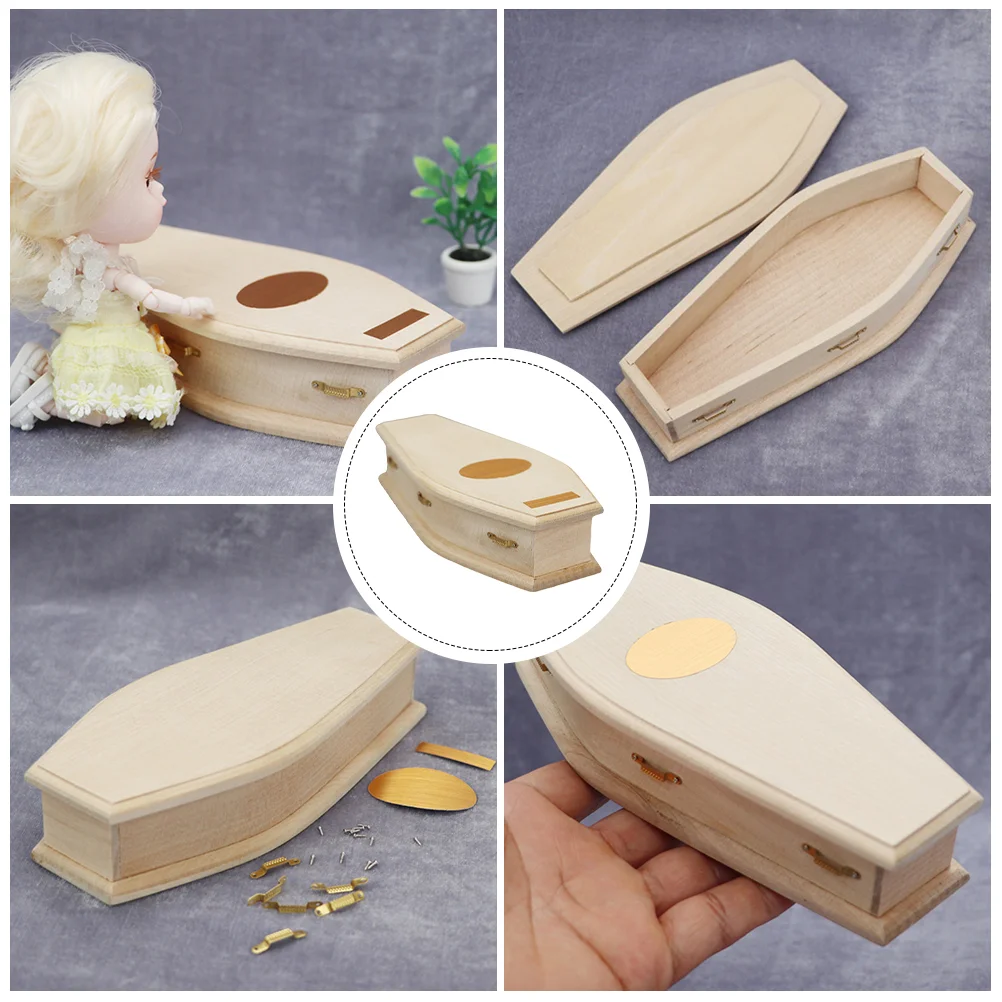 Mini Furniture Model Decor Outdoor Toys Creative Wooden Miniature Coffin Decorations Delicate House Practical