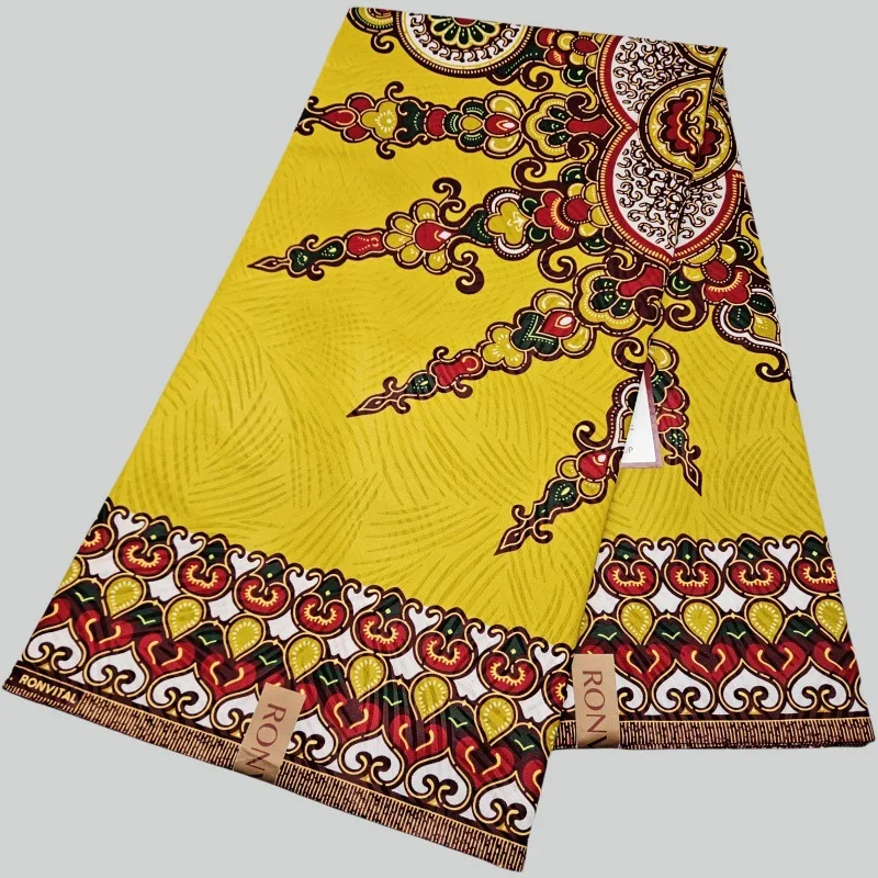 

Желтый принт в африканском стиле Java, восковая хлопковая ткань в батик для шитья летней одежды, брюк, наволочки, 46 дюймов * 6 ярдов, R2329