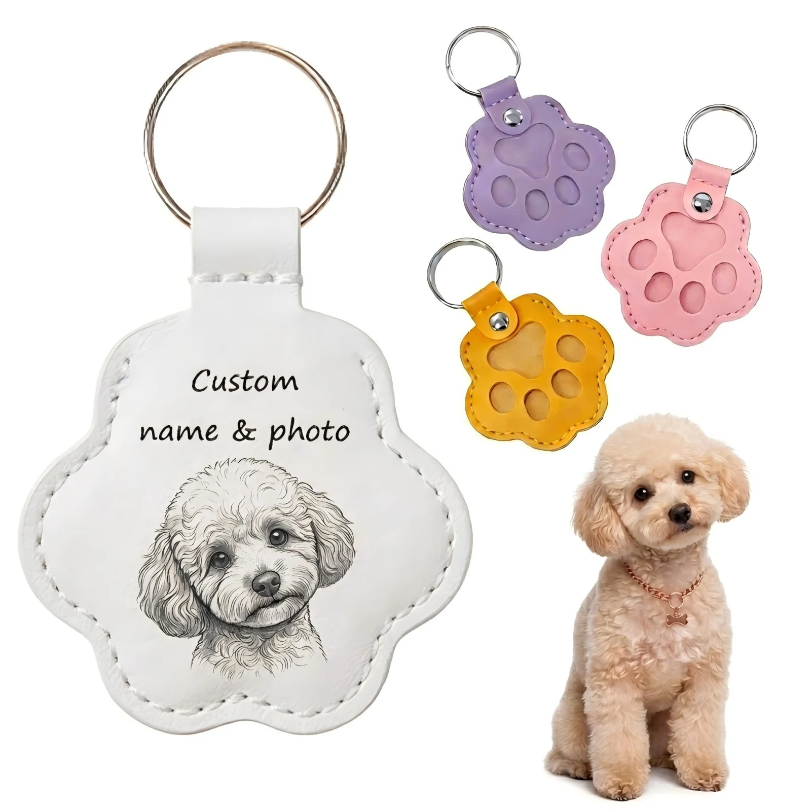 

Personalized Pet Photo Memorial Keychain,Custom Leather Keyring For Dog Cat Loss Gift ,Pet Hair Ashes Keepsake for Owner