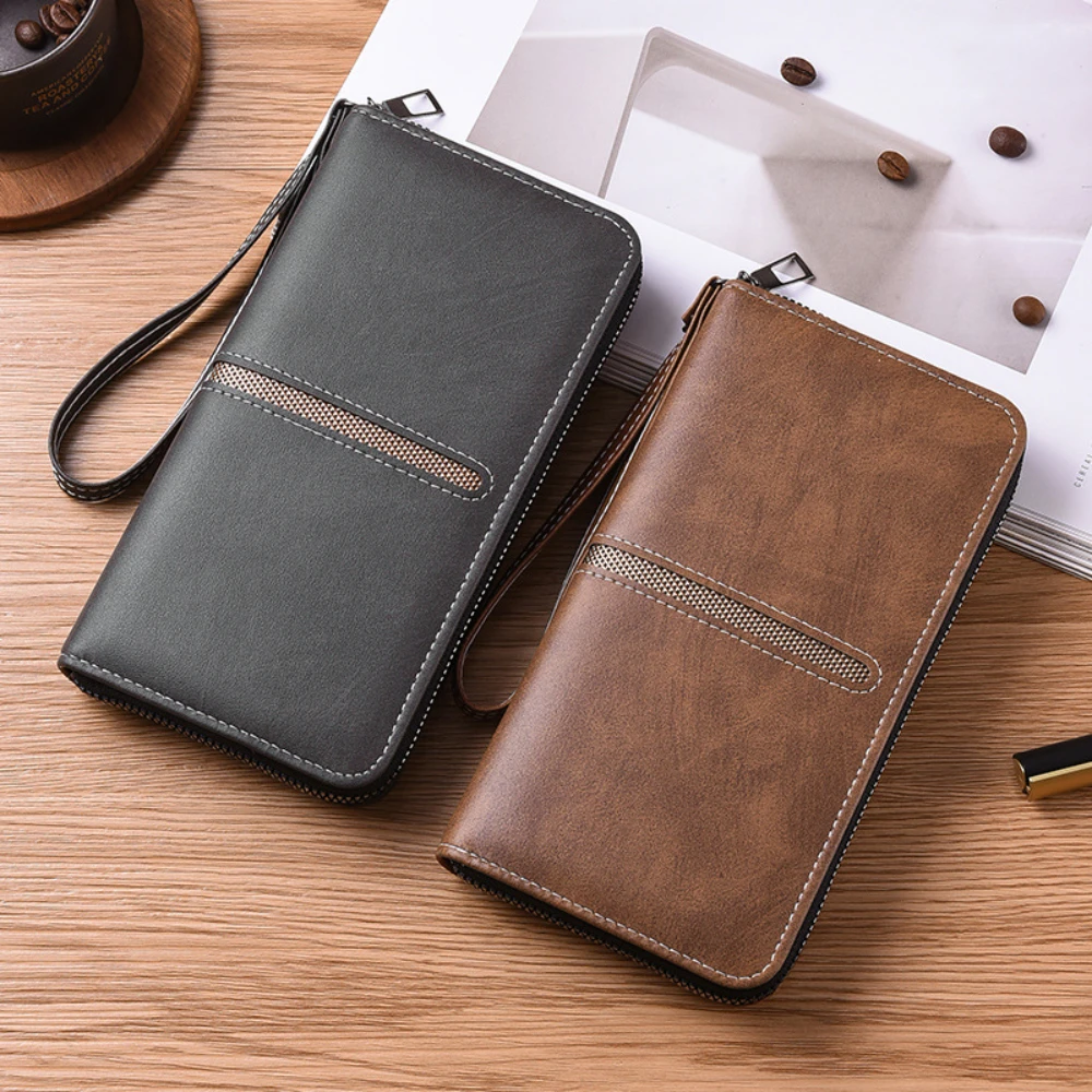Fashion Zipper Wallet Large Capacity Large Capacity Purse Men Long Wallet Multi-Card Mens Money Bag For Travel Office Business