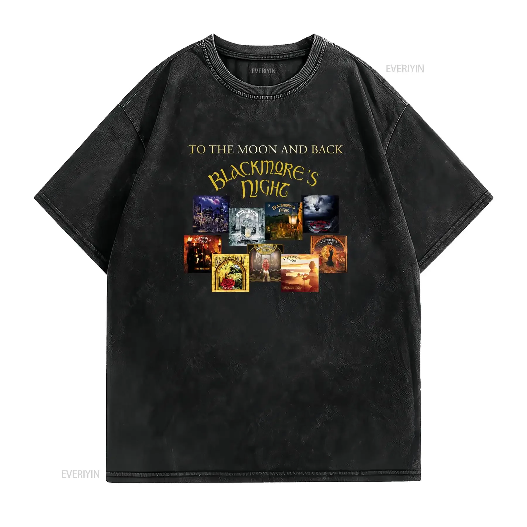 To the Moon and Back 20 Years Beyond Rock Cotton shirt Blackmore's Night vintage Washed fashion Stylish Slightly graphic Soft
