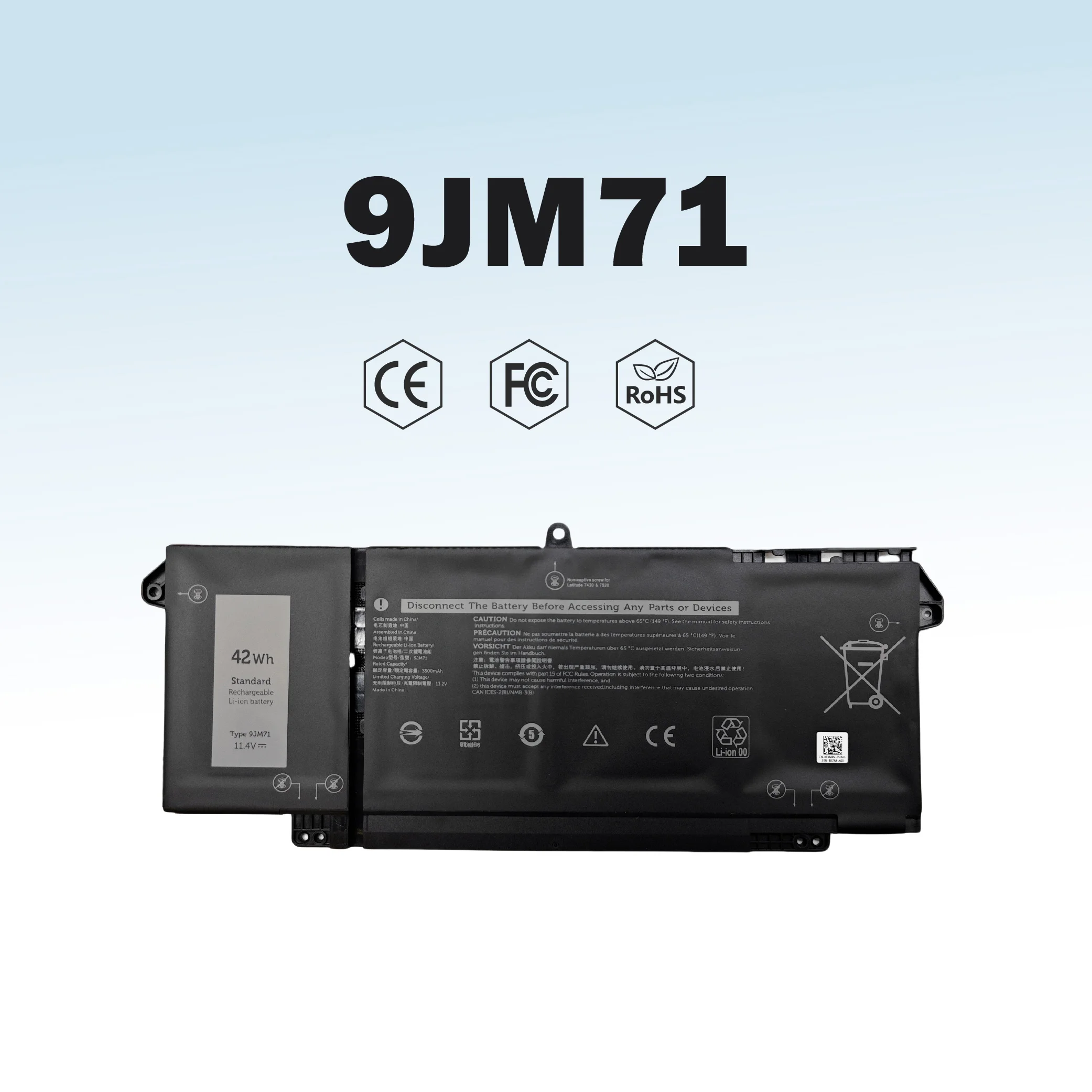 Reemplazo de batería de portátil 9JM71 para Dell Latitude14 7320 7420 7520 5320 Series P133G P134G P135G