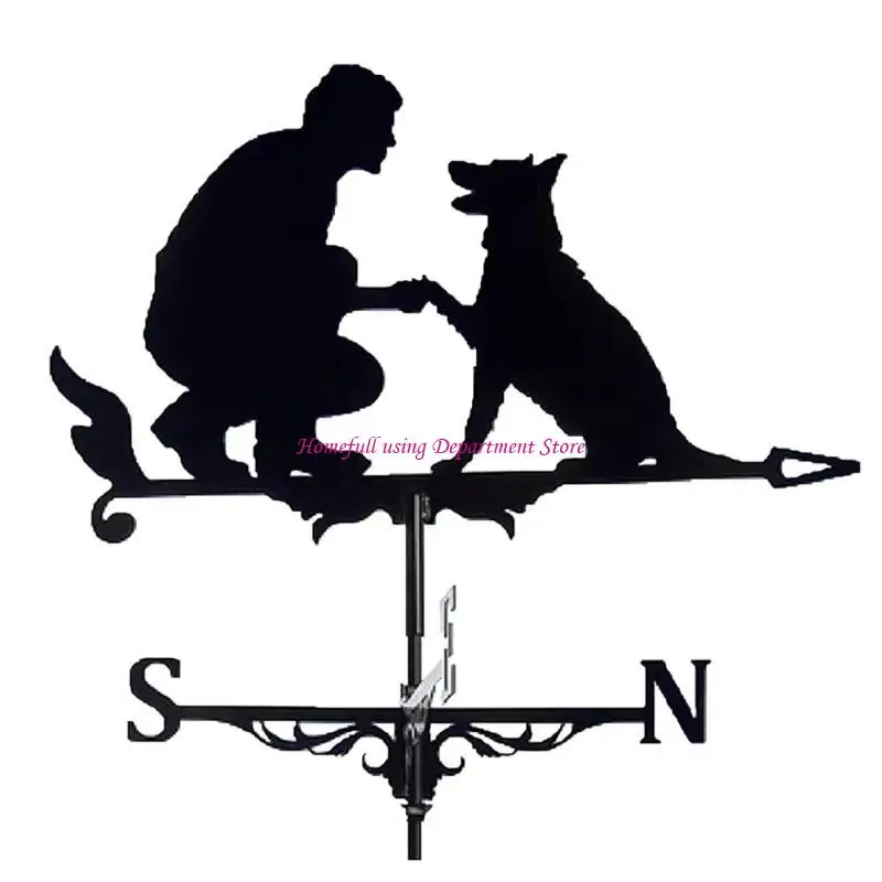  Metal Weather Vane Ornaments Suitable for Gardens Roofs Man and Dog Designs Iron Construction Wind Direction Indicators view 5