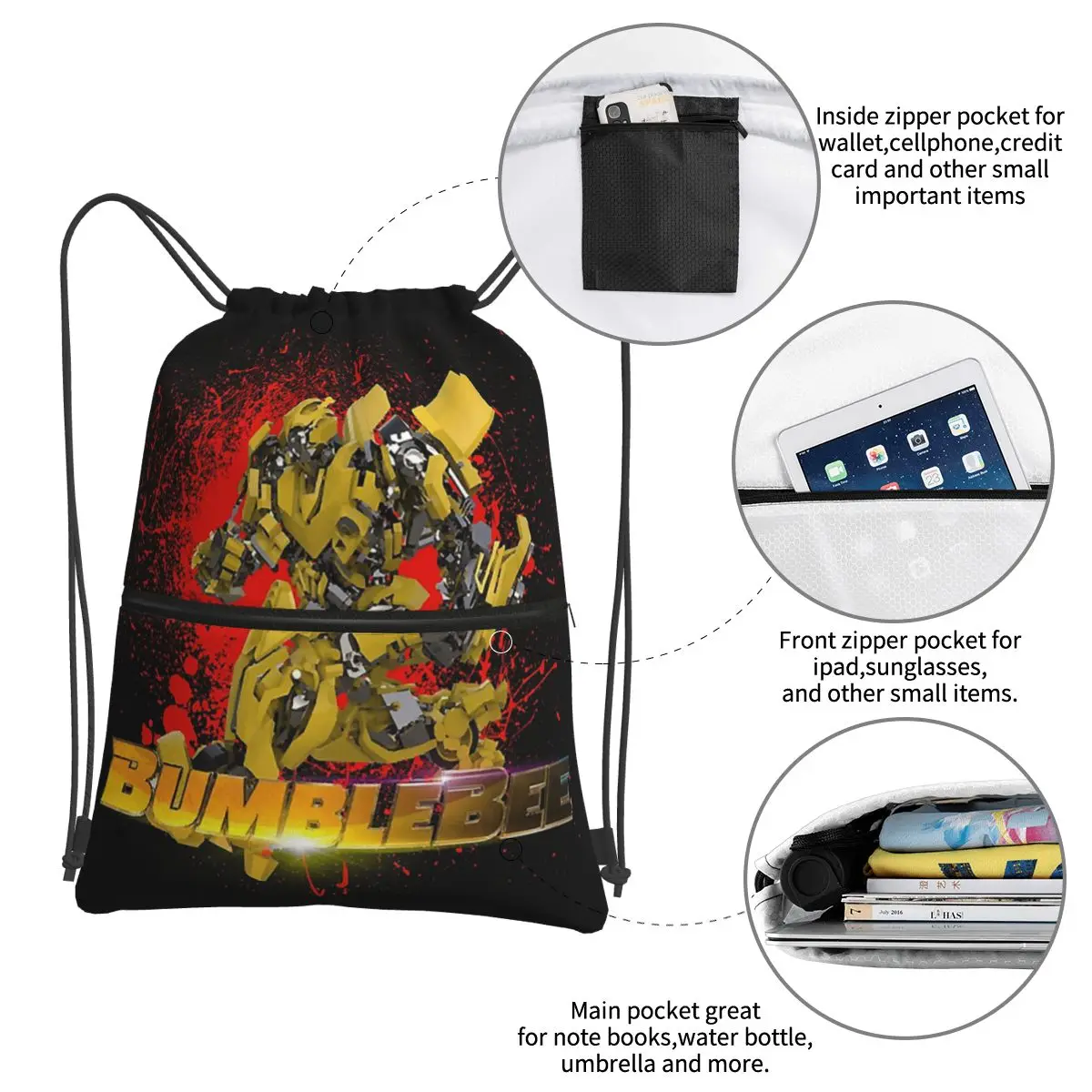 Transformers Autobots Portable Backpacks Drawstring Bag Multi-function Drawstring Bundle Pocket Shoes Bags For School Students