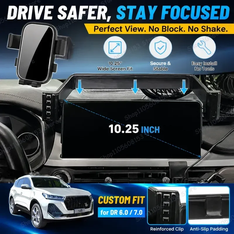 For DR 6.0 7.0 2023 2024 2025 Car Phone Mount Adjustable GPS Holder Navigation Stand Hands-Free Auto Accessory Dashboard Vent