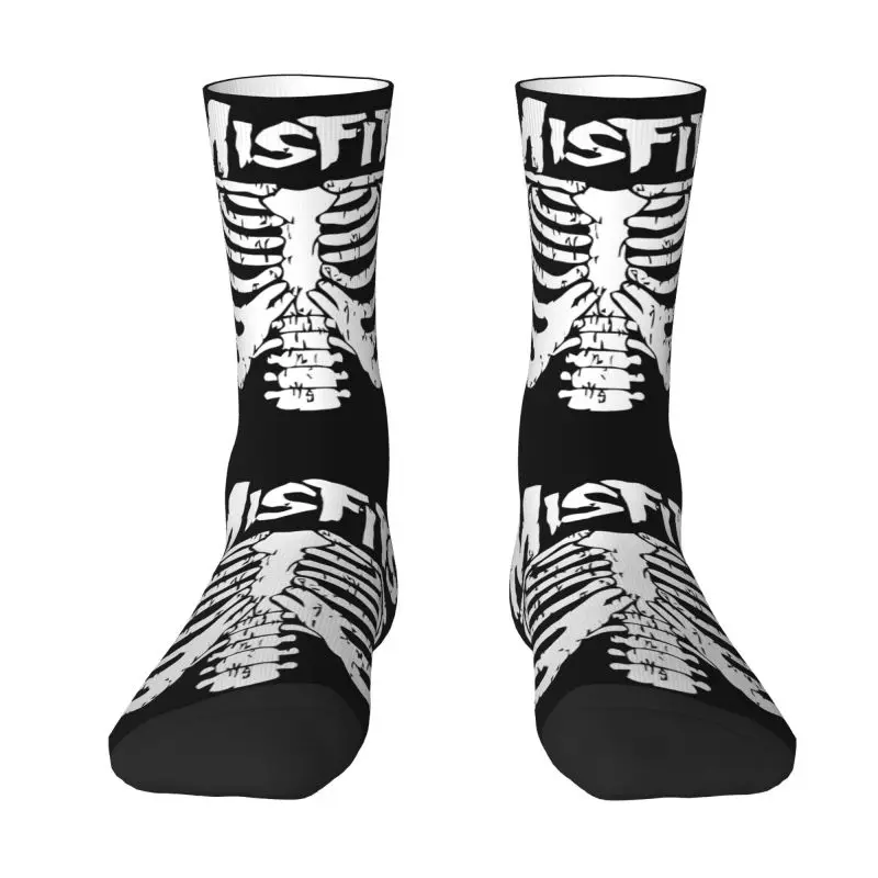 

Custom Rock Punk Band Misfits Skull Dress Socks Men Women Warm Fashion Heavy Metal Crew Socks