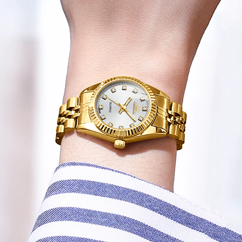 CHENXI Hot Sale Luxury Women's Golden Stainless Steel Small Dial Watch Quartz Charm Dress Trendy Wristwatch for Fashion Lady