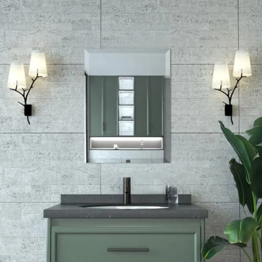 

Beveled Mirror Bathroom Mirrors for Wall 18" x 24" Frameless Rectangle Bathroom Mirror with Beveled Edge Hangs Horizontally or
