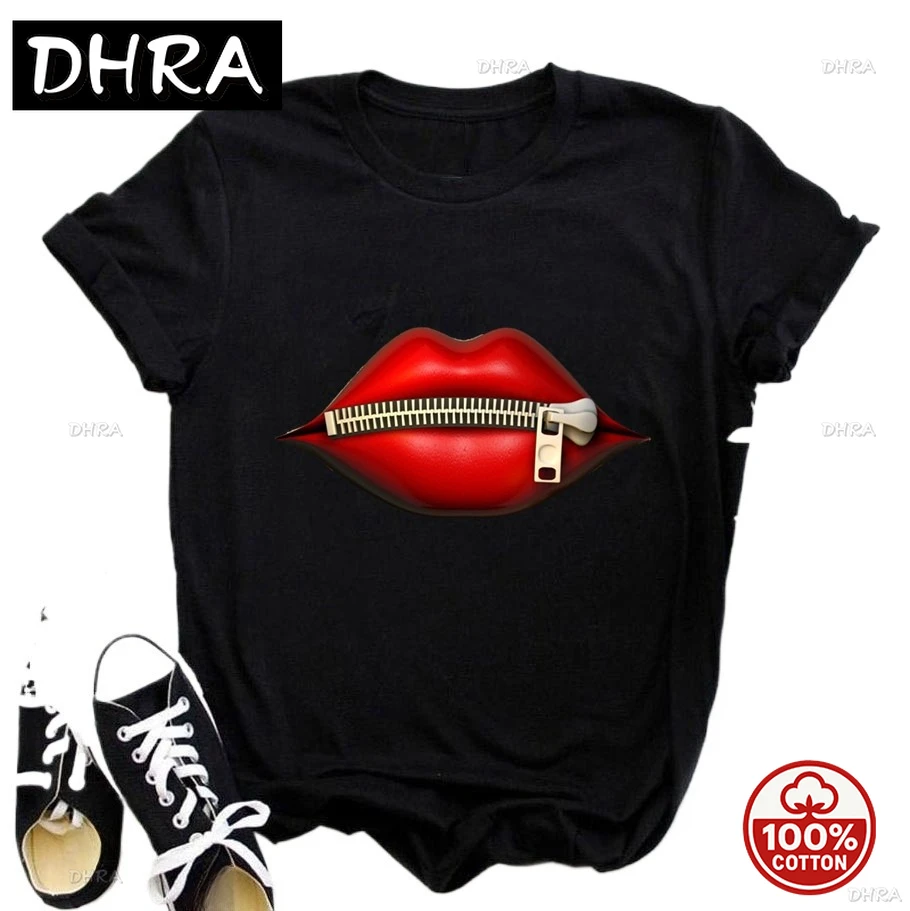 النساء Harajuku بلايز الصيف بلايز الجرافيك تيز النساء الشفاه تي شيرت ملابس فتاة Vintage تي شيرت لينة تمتد تي شيرت تي شيرت #2