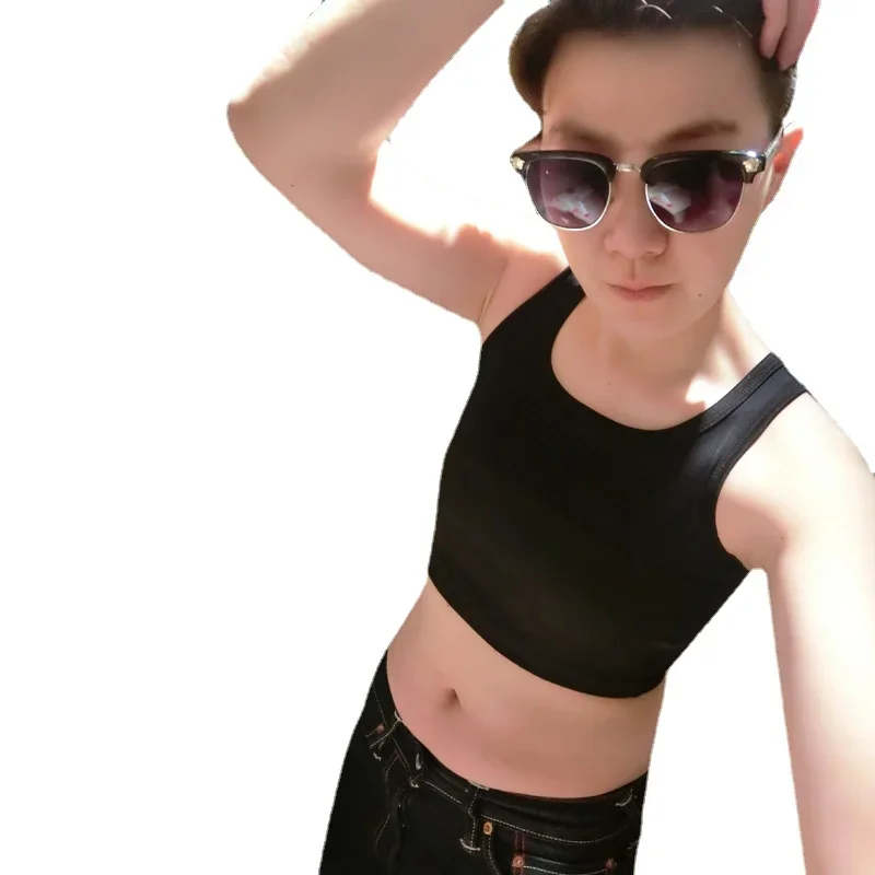 HaleyChan-Conector de pecho para mujer, jersey para lesbianas, Tomboy Trans, corsé de media longitud, Top, forro interior de secado rápido para trajes de baño