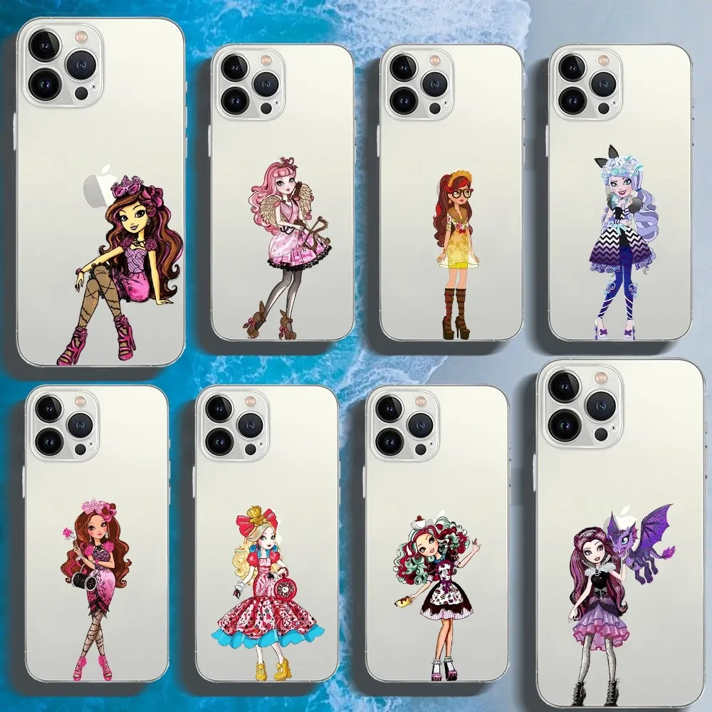 Animation E-Ever After High Phone Case For Iphone 16 15 11 13 14 Pro Max 7 8 Plus X Xr Xs Max Se2020 12mini Transparent Cover