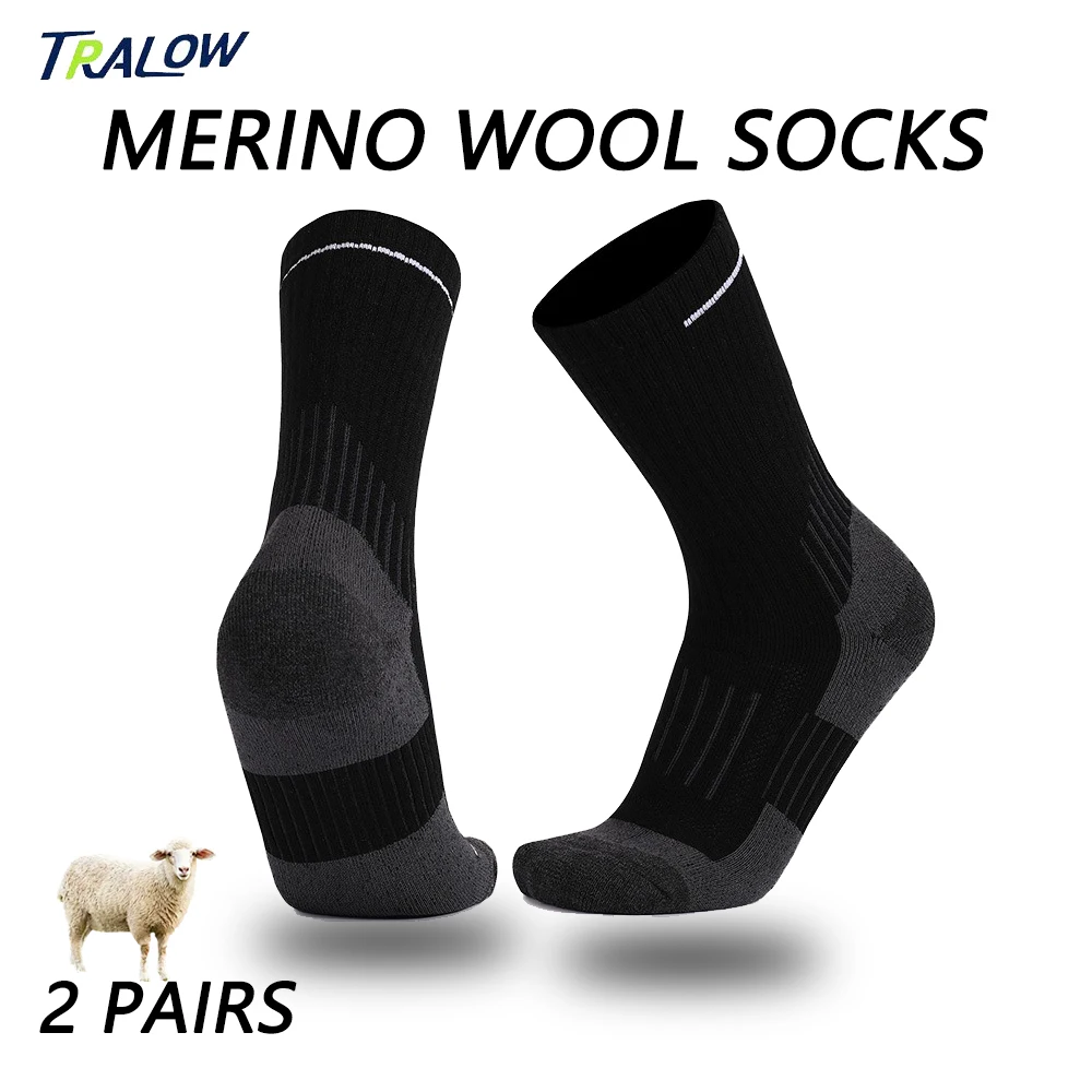 

TRALOW Merino Wool Socks for Men and Women,Warm&Comfortable Thermal Hiking Socks,Moisture Wicking Cushioned for Skiing,Running