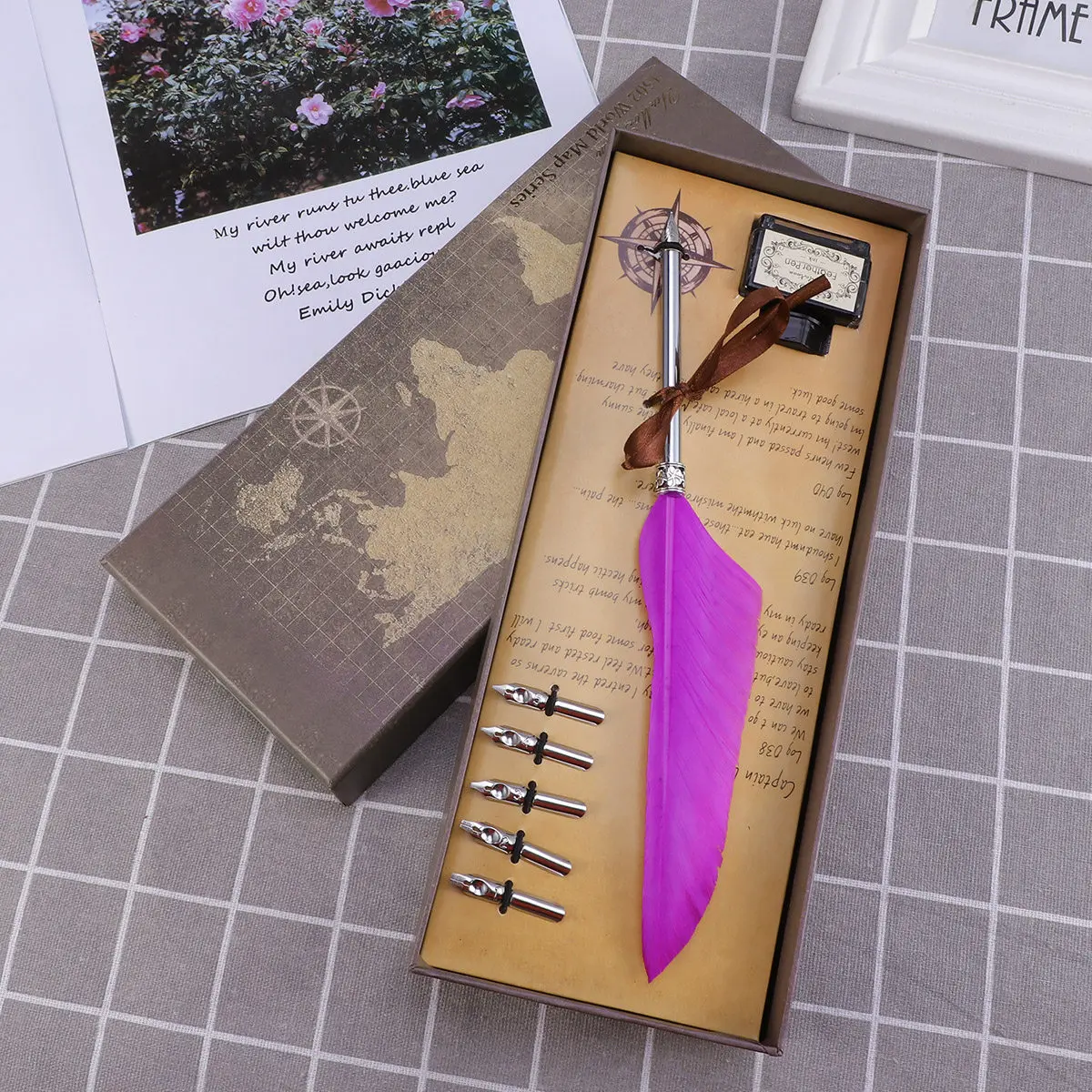 

Набор ретро-ручек: 1 шт., натуральные, элегантные, с шелковистым блеском, для свадьбы, дома, офиса, винтажные, с чернильницей в комплекте