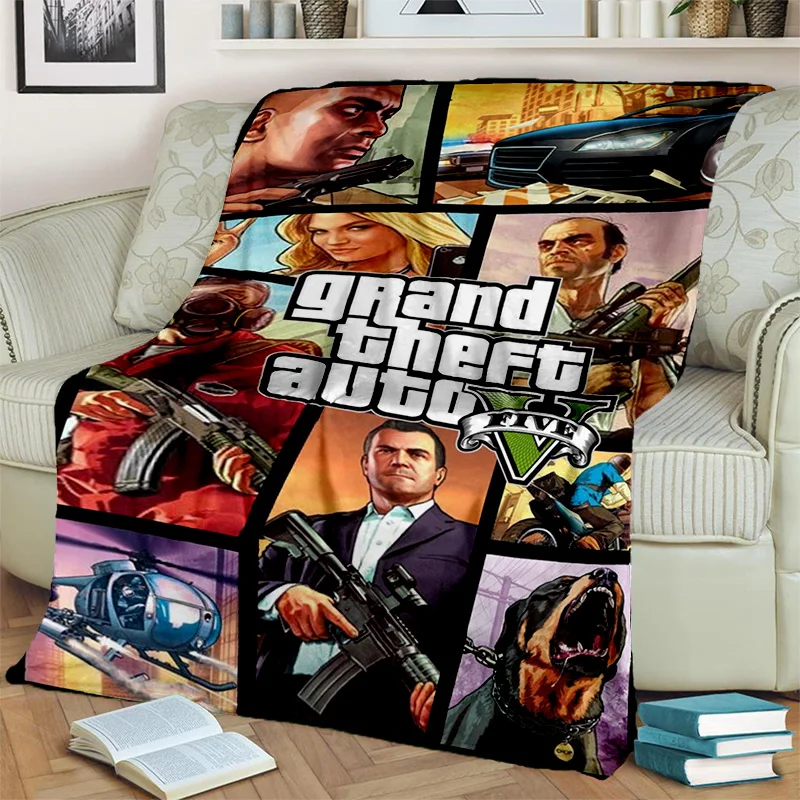 3D GTA  Grand Theft Auto Games Gamer Blanket,Soft Throw Blanket for Home Bedroom Bed Sofa Picnic Travel Office Cover Blanket Kid