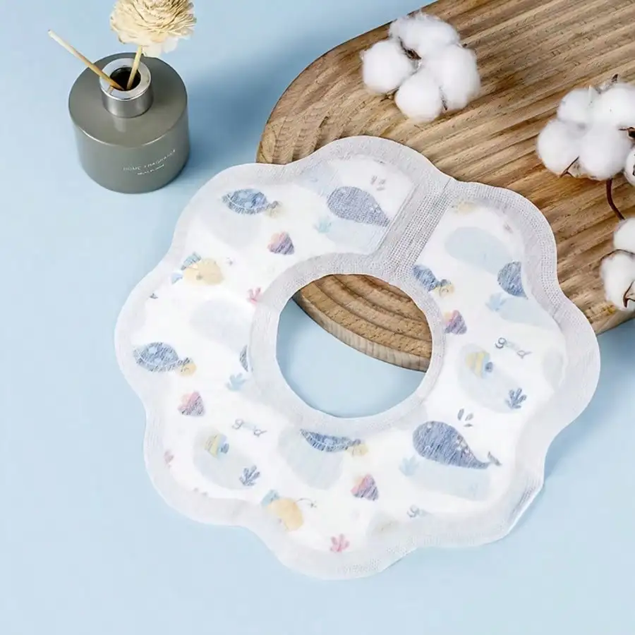 5pcs Random Baby Disposable Bibs, 360 Rotation Absorbent Baby Feeding Bib, Leakproof Saliva Towel For Newborn Baby, Toddlers