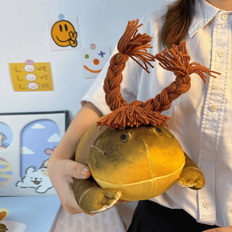 

Hot Sale Network Pets Toad Plush Toys Funny Cartoon Long Hair Frog Doll Cute Desktop Decor Cool Gift To Kids