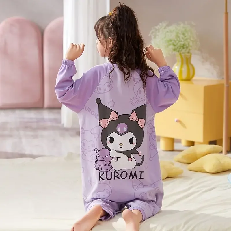 Hello Kitty Cinnamoroll Kuromi My melody parent-child children\'s pajamas cotton long-sleeved jumpsuit cute thin home clothes