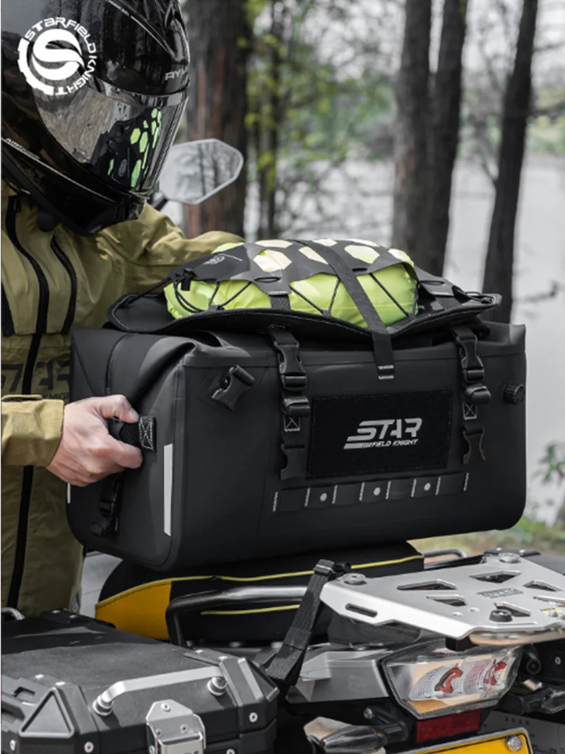 34L Waterproof Motorcycle Tail Bag, Multifunctional Rear Seat Luggage for Motorbike Scooter Long‑Distance Riding Accessories