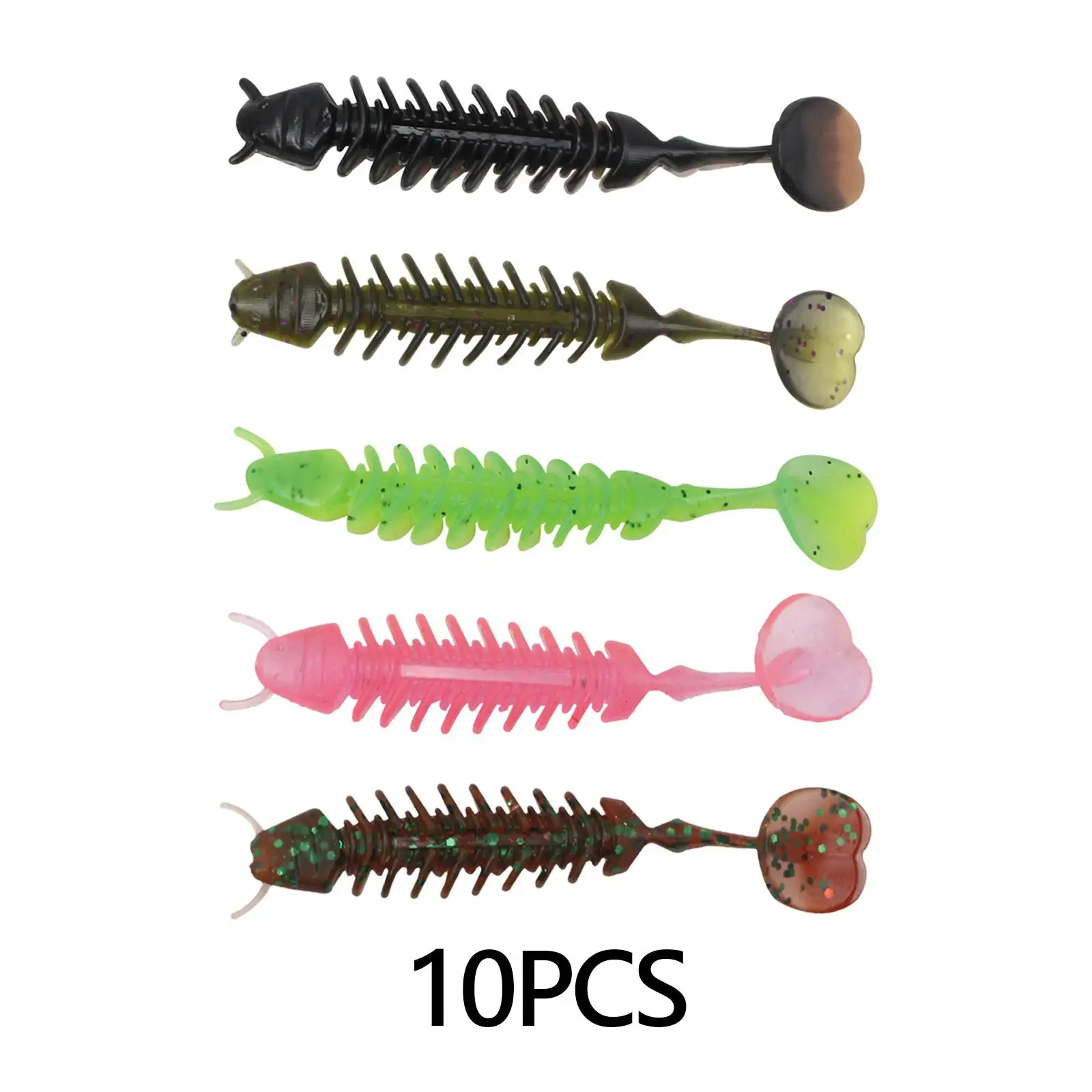 10 Pieces Soft Fishing Lures, Soft Bait, Artificial Baits, Paddle Tail Swimbaits Lures for Crappie Bass Fishing Accessories