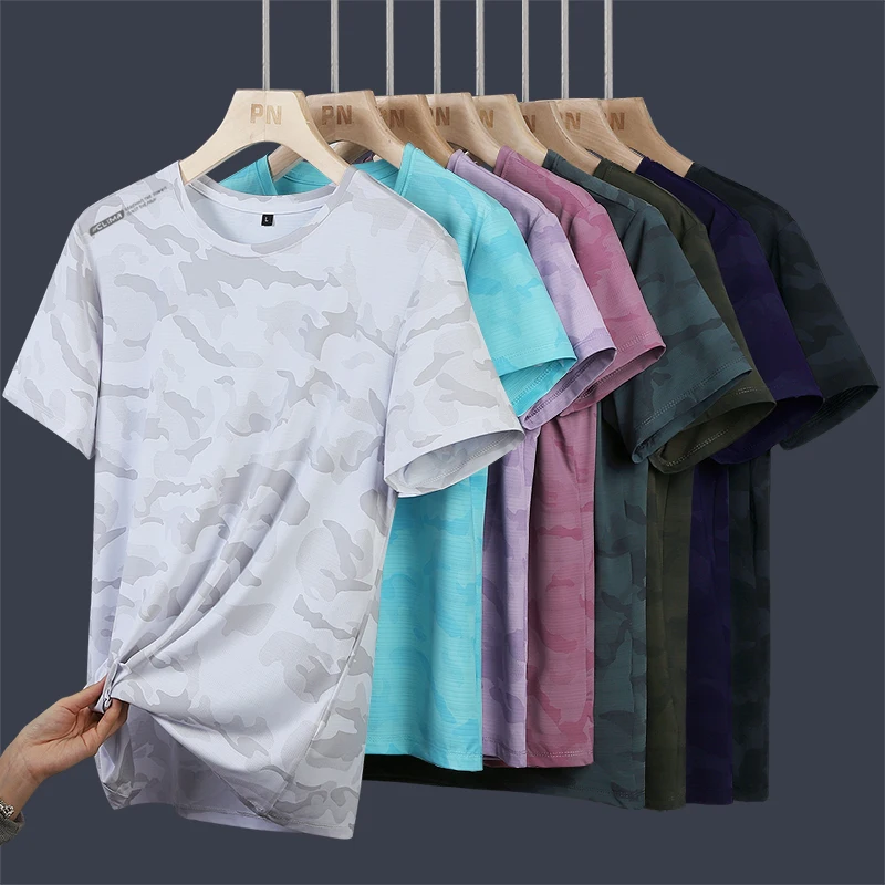 Couple Summer Outdoor Sports Breathable Fashion Trendy Printed Ice Silk Short Sleeved T-shirt Sweat Absorbing Quick Drying Top