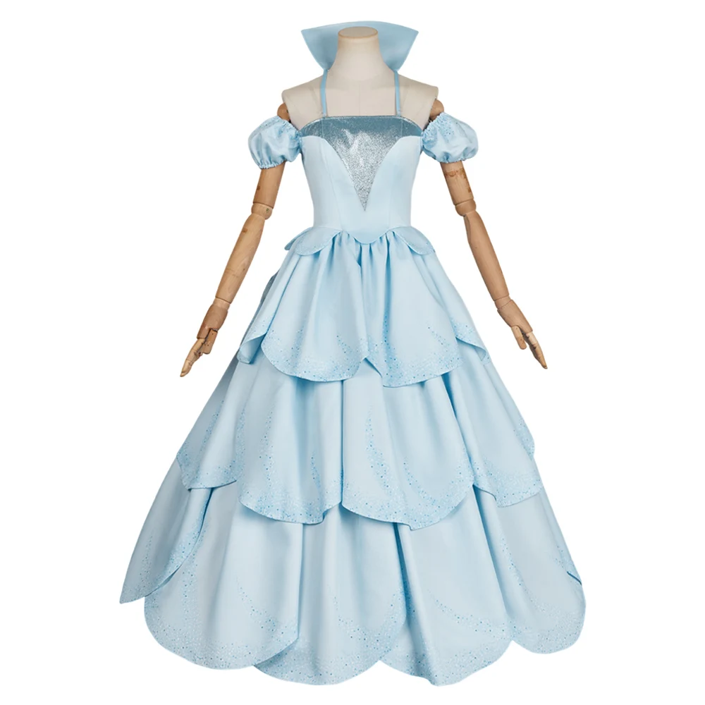 Glinda Cosplay Costume Halloween Carnival Party Movie Wicked Roleplay Blue Princess Dress Women Suit Fantasia Clothes