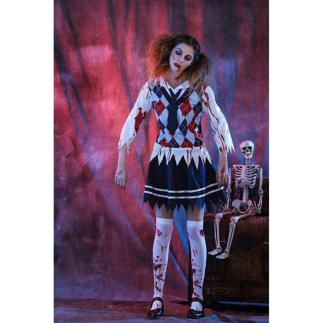 

loween Cosplay Engli Ghost Student Terror Zombie Role-plang Game Costume Women's Traditional Ethnic Stage Performance ...