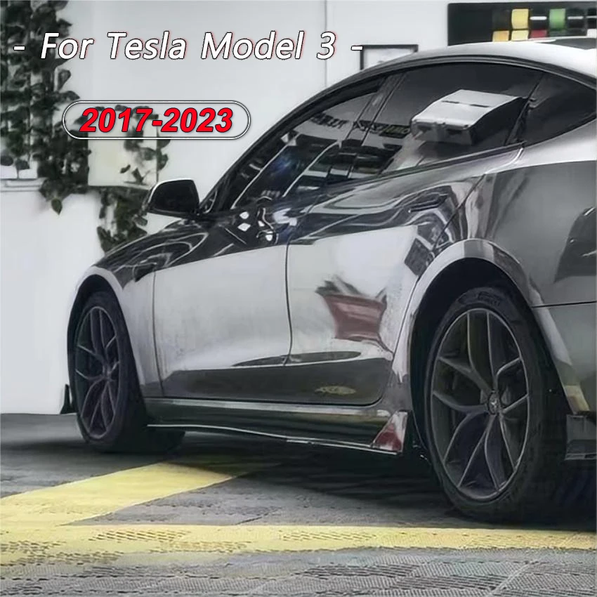 

Side Skirt For Tesla Model 3 2017-2022 2023 2024 Tesla Body Kits Gloss Black/Carbon Look Pattern ABS Side Skirt Modification