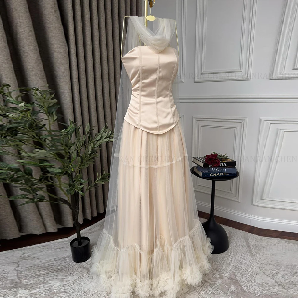 MOLISA Elegante Tüll-Party-Abendkleider 2025, maßgeschneidert, ärmellos, A-Linie, trägerlos, langes formelles Anlasskleid