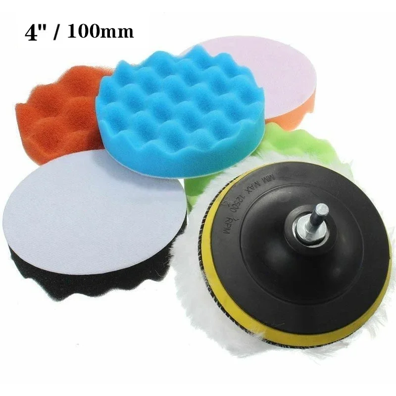 80/100/125/150/180mm Car Polishing Disc Self-Adhesive Buffing Waxing Sponge Wool Wheel Polishing Pad For Car Drill Adapter